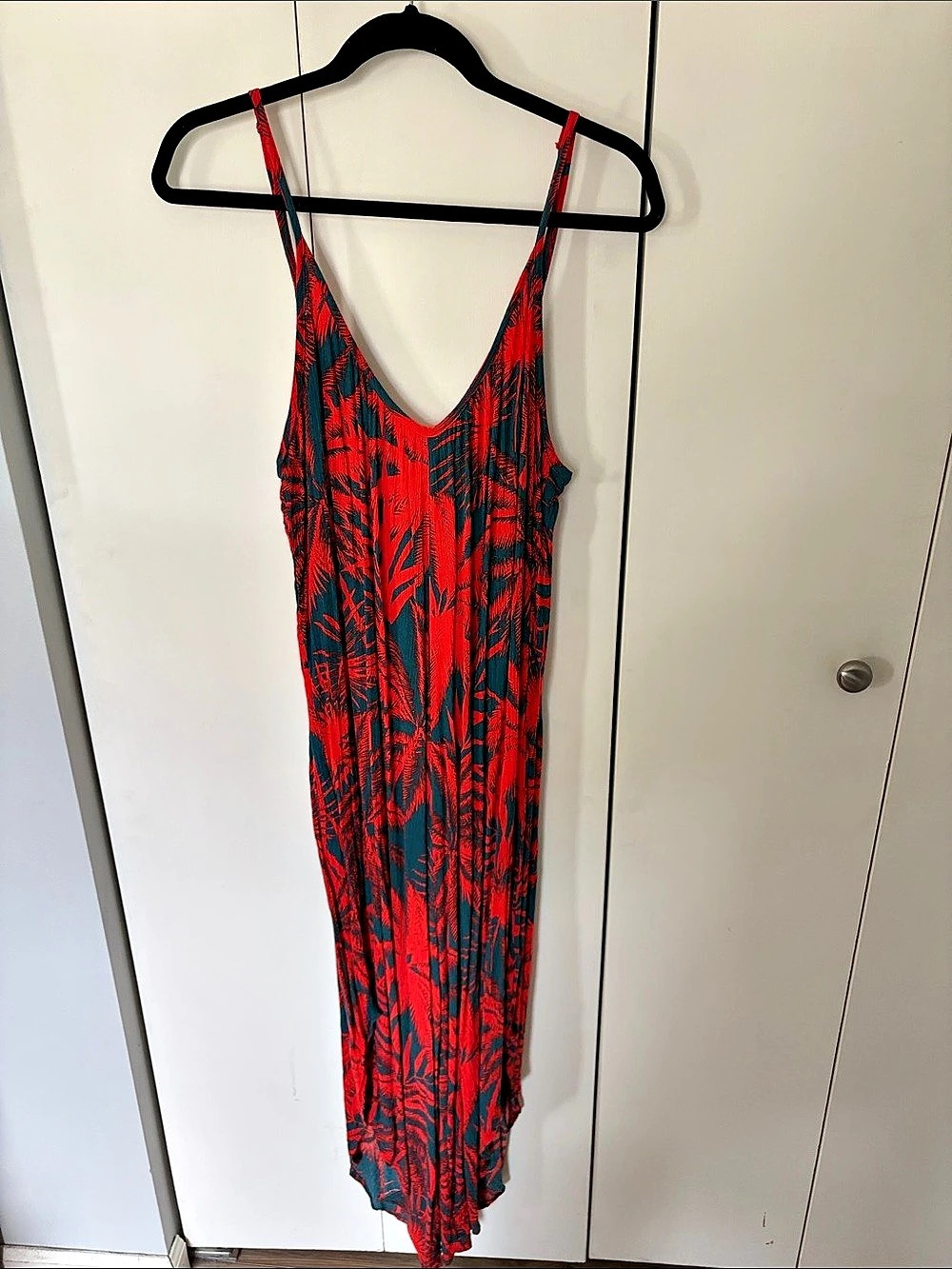 P.J. Salvage Printed Jumpsuit Red & Blue Medium Like New